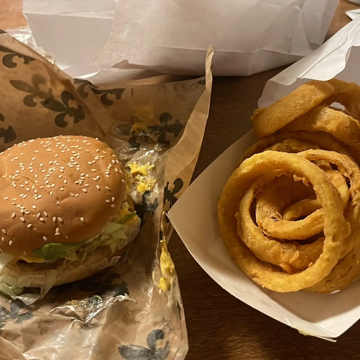 Double Cheeseburger with Onion Rings