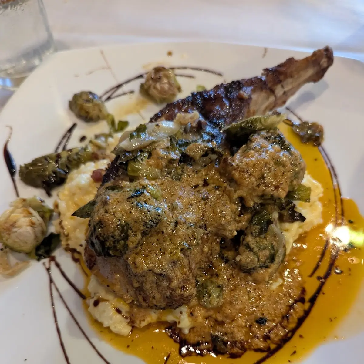 Tomahawk Pork Chop with Cheddar Risotto
