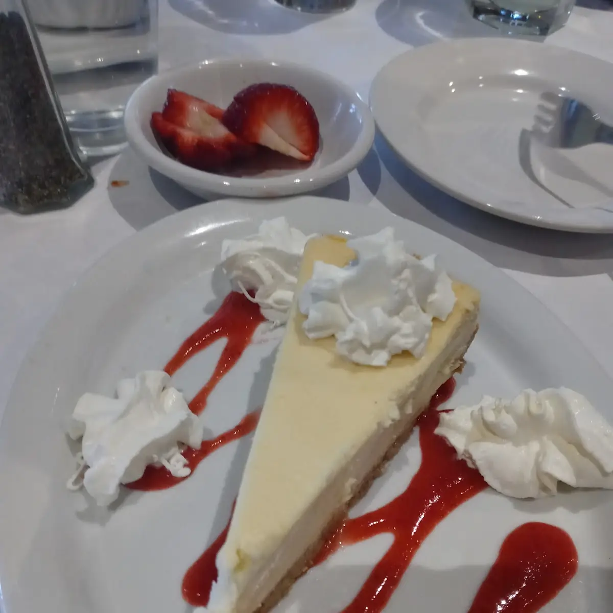 Cheese Cake Slice with Strawberry Drizzle