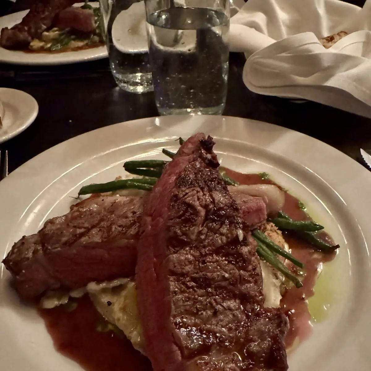 Medium Rare Steak with Green Beans