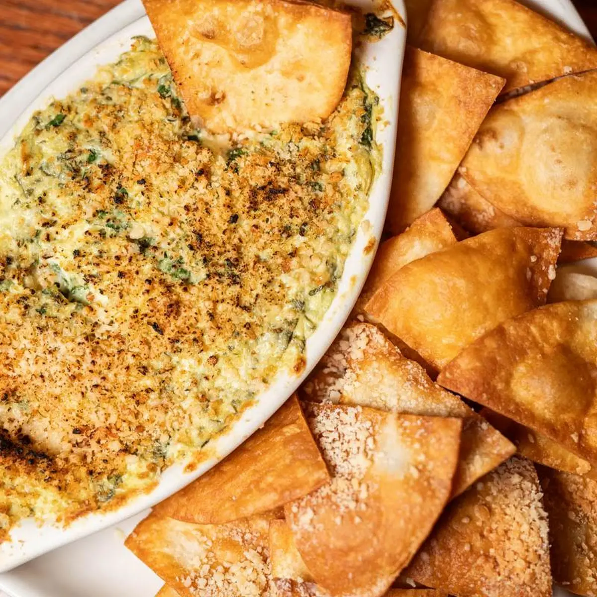 Spinach & Artichoke Dip w Pita Chips