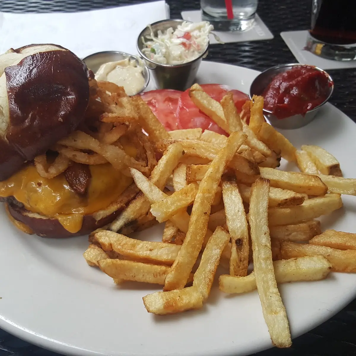 Bacon Burger with a Pretzel Bun