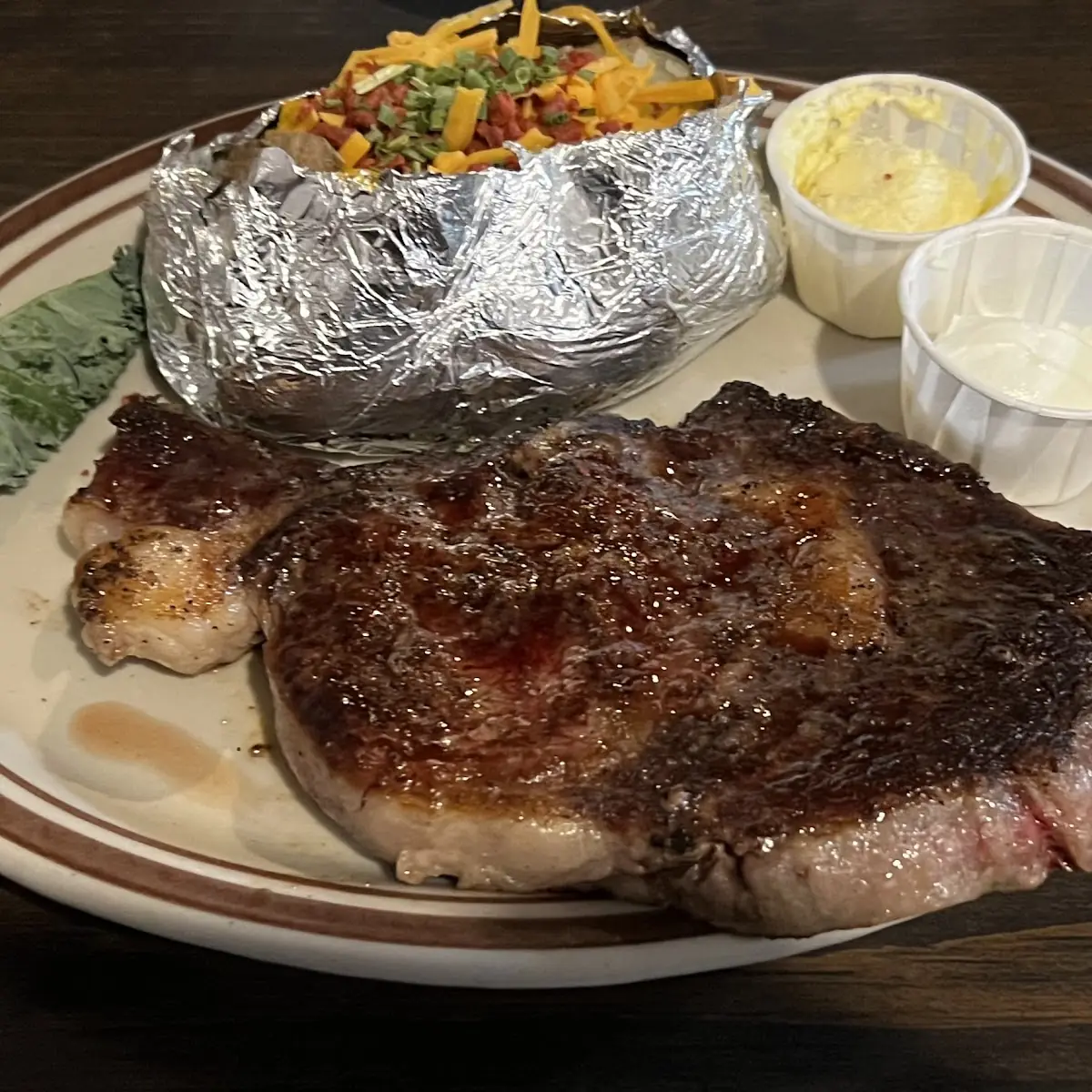 Ribeye with Loaded Baked Potato
