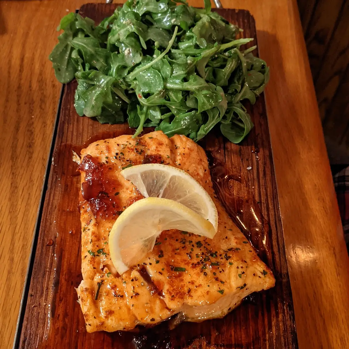 Bourbon Glazed Cedar Plank Salmon