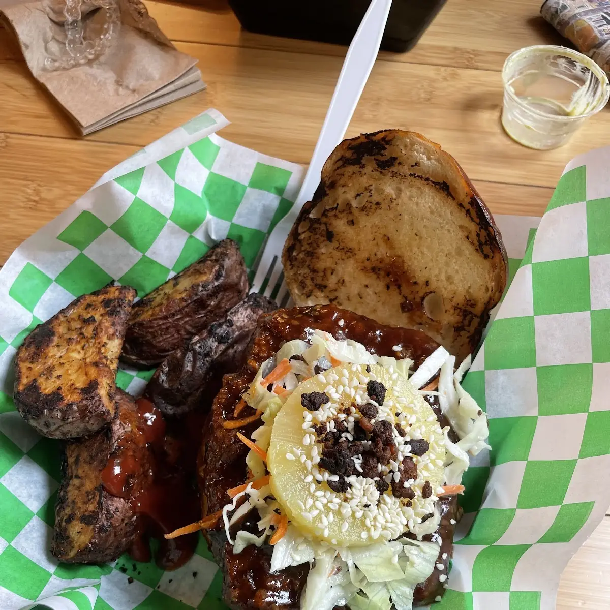 Korean BBQ Chicken Sandwich with Potatoes