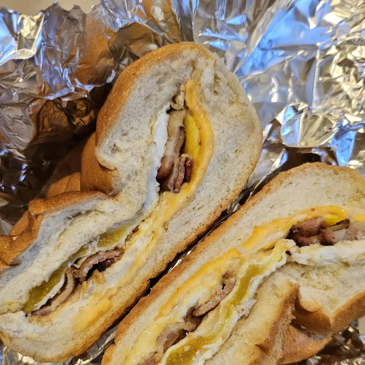 Eggs Bacon Sausage Turkey or Ham & Cheese