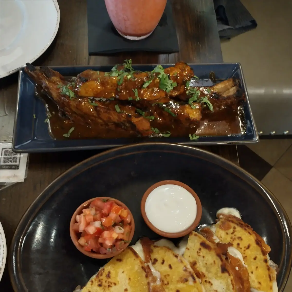 Steak Quesadilla and Pork Ribs