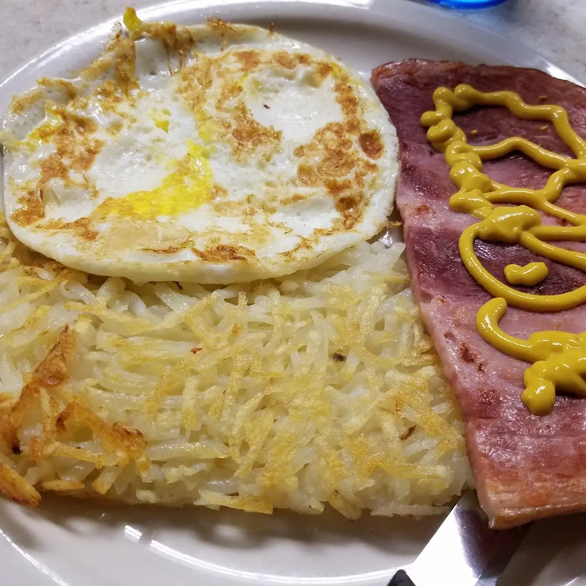 Nanna's Breakfast Special with Ham Eggs over Hard