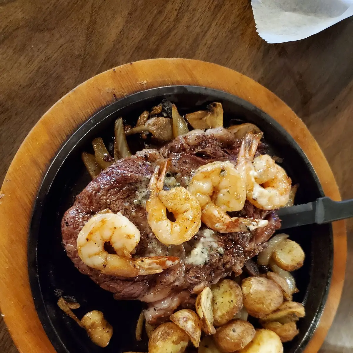 Grilled Ribeye with Shrimp