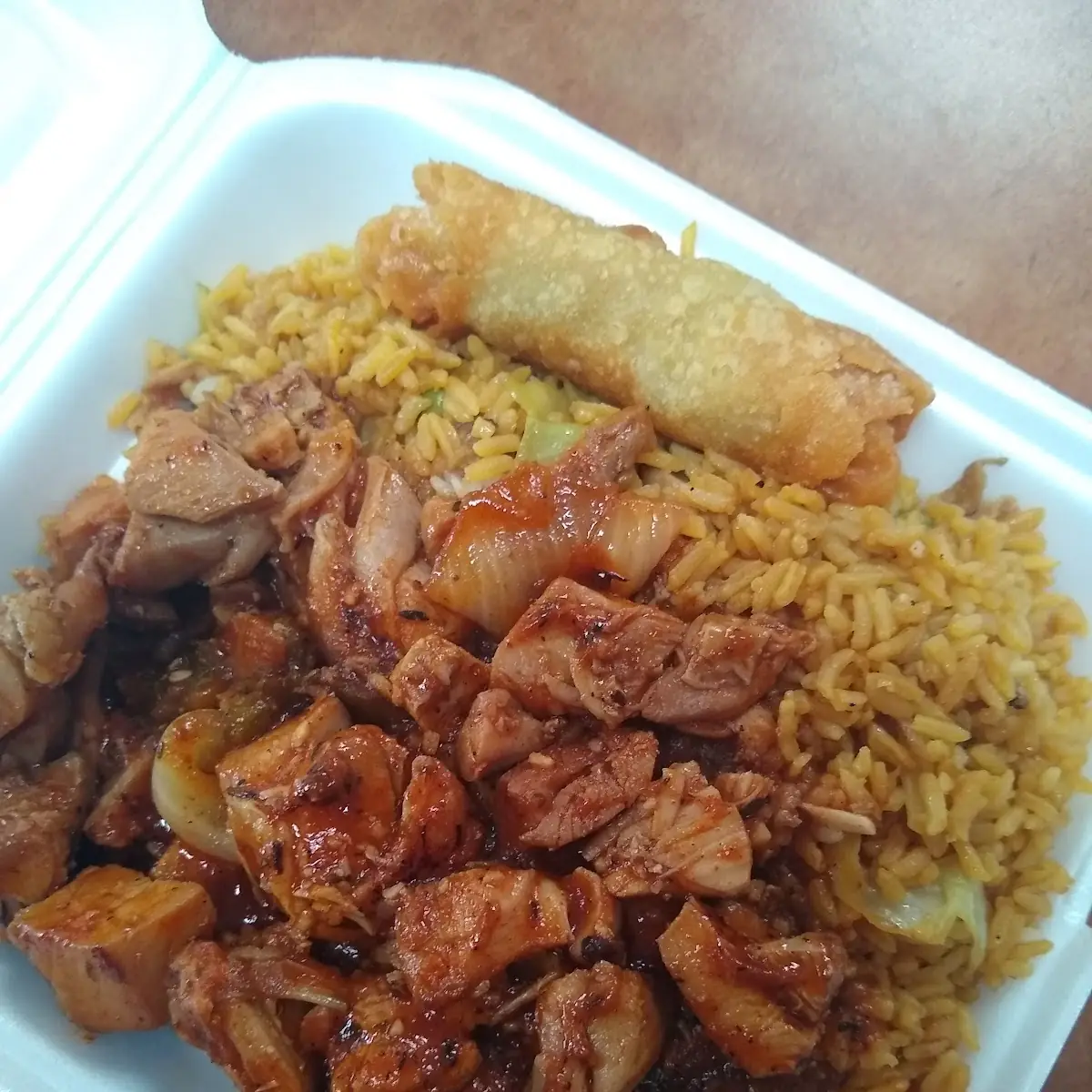 Fried Rice Cajun Chicken and Egg Roll