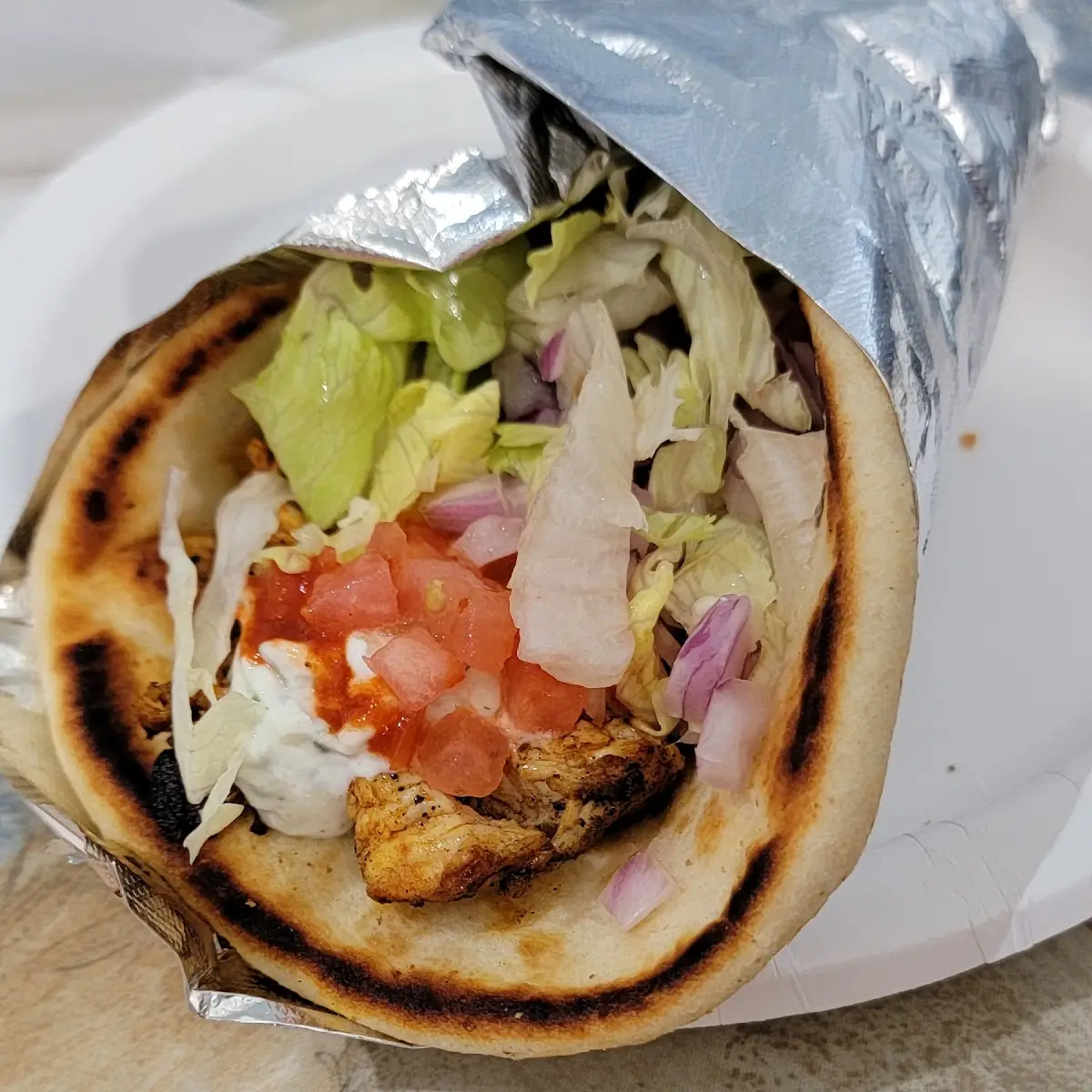 Siracha Chicken Gyro Sandwich