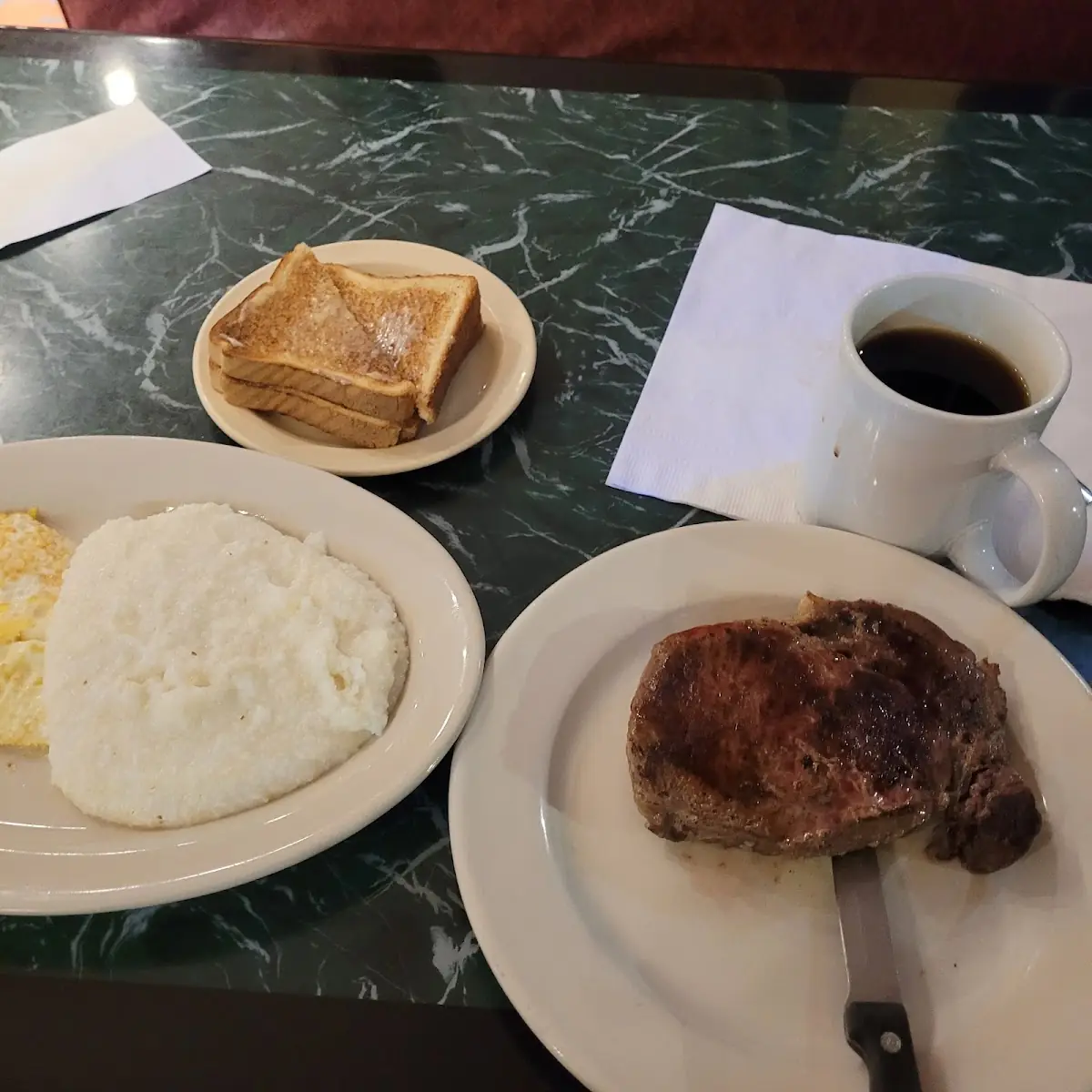 Ribeye Steak with Grits and Eggs