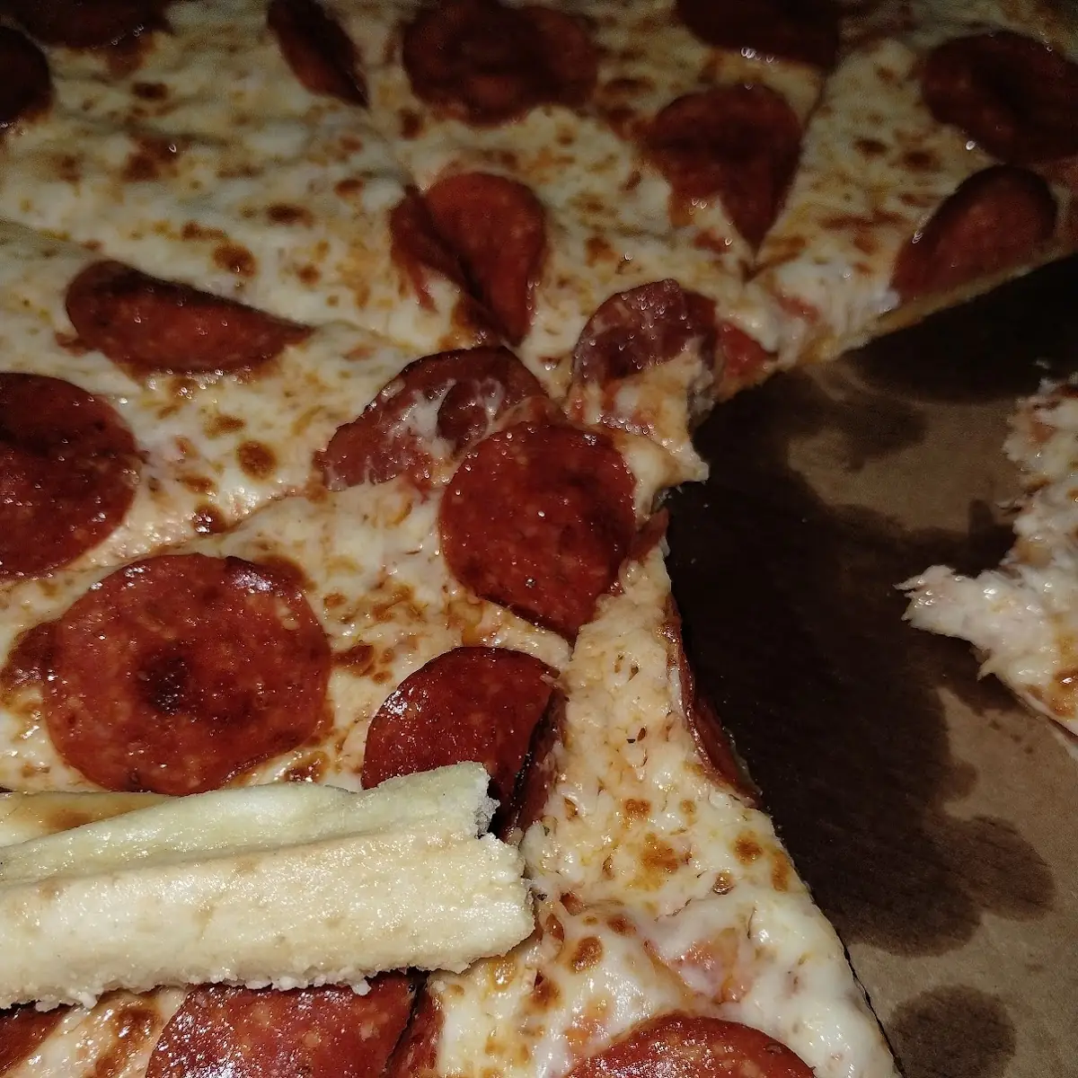 Pepperoni Pizza with Bread Sticks