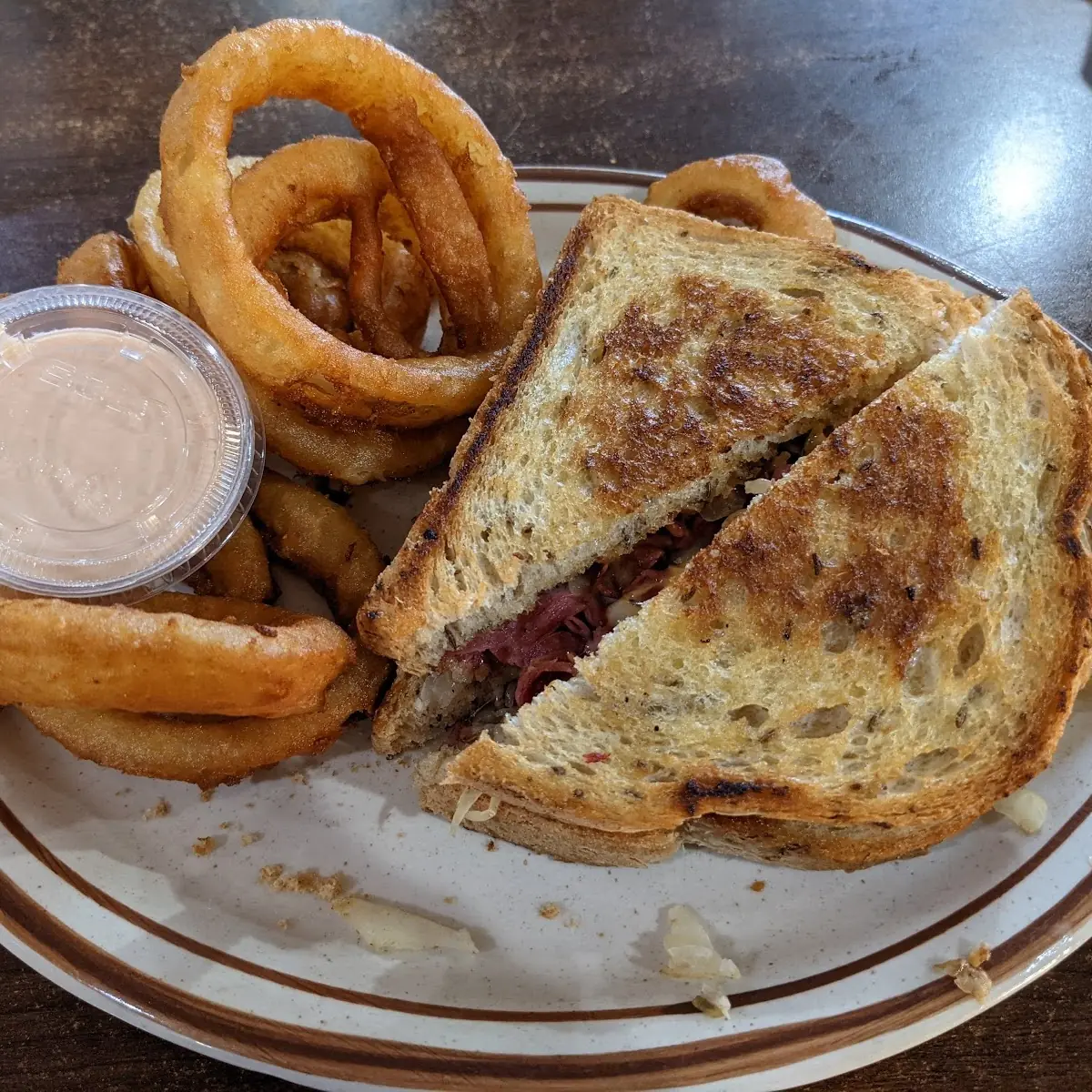 Ruben with Onion Rings