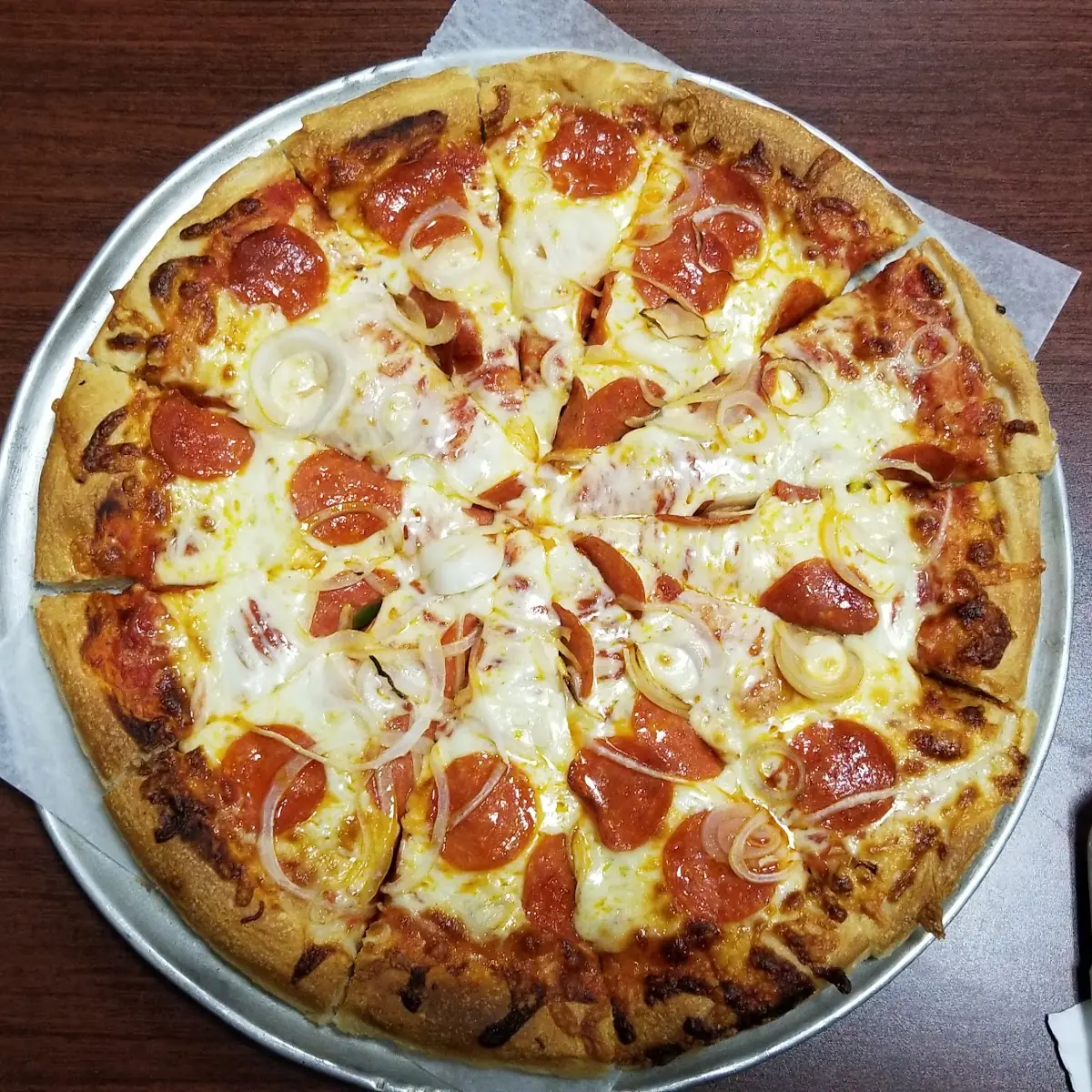 Pepperoni and Onion Pizza