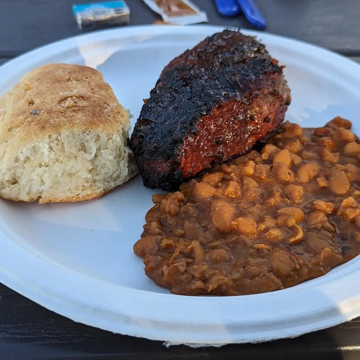 Steak Beans and Sourdough Biscuit