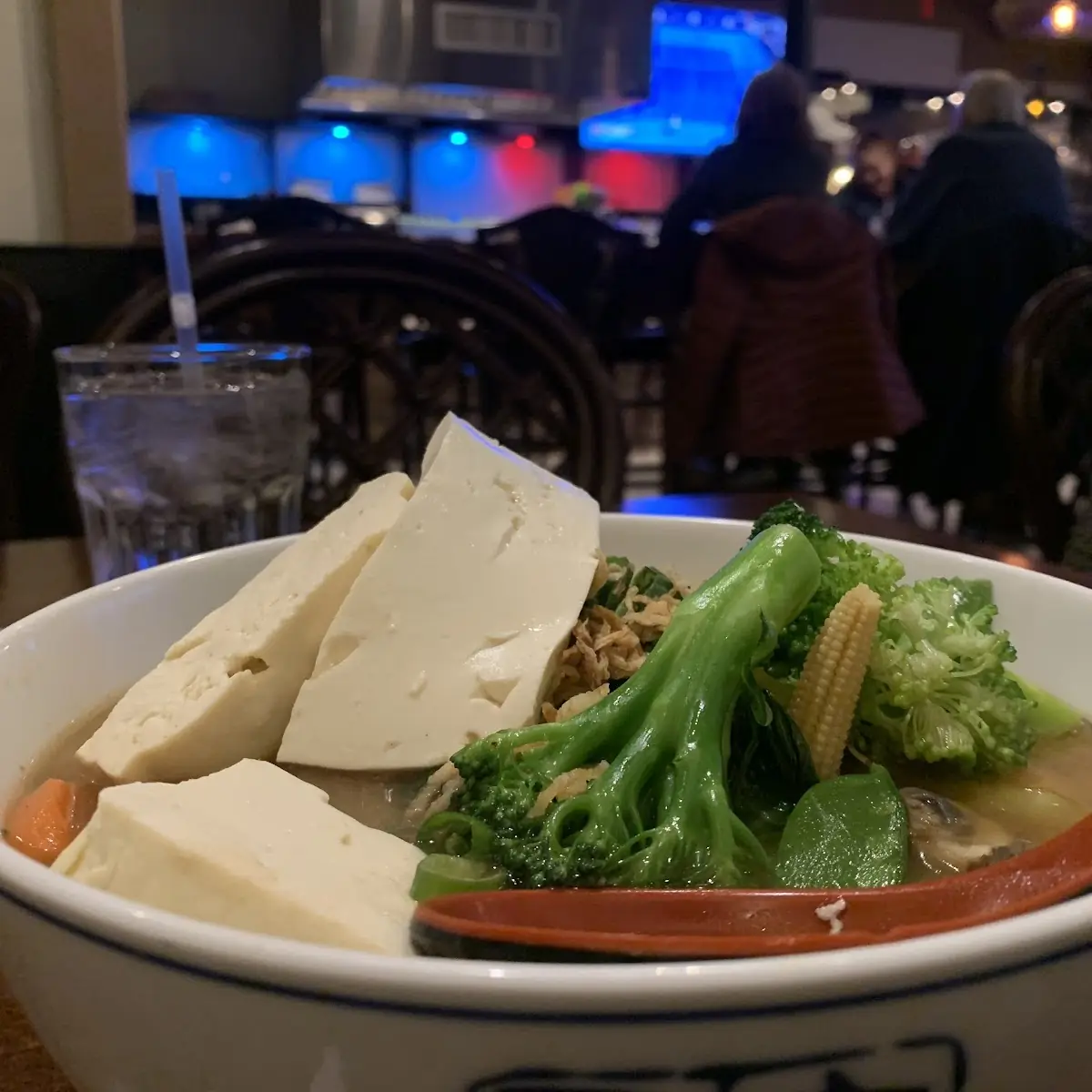 Vegetable Noodle Soup with Steamed Tofu