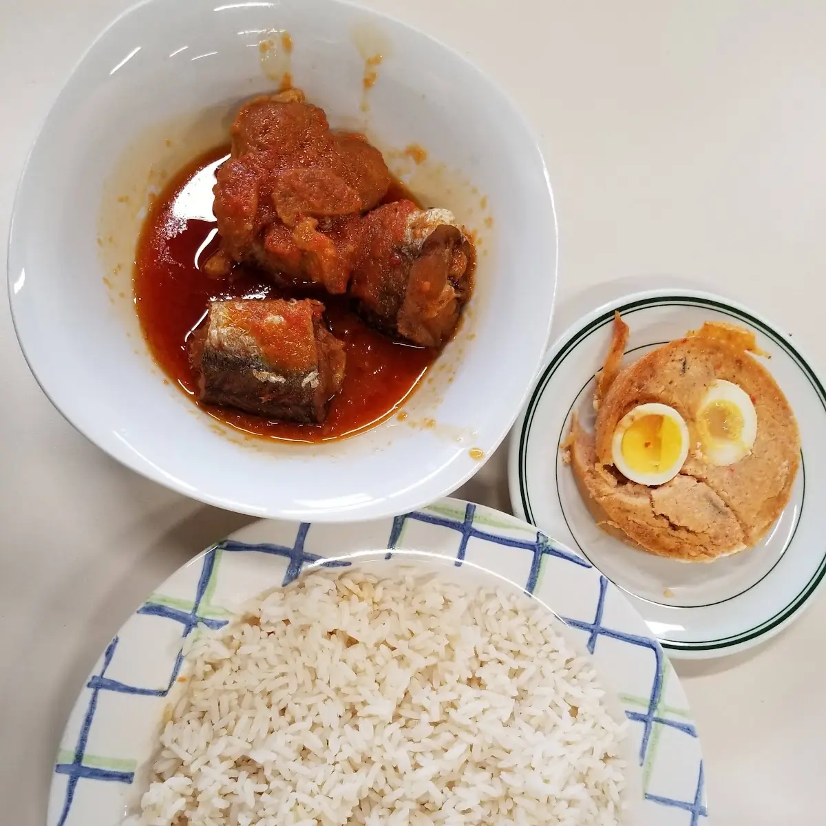 White Rice Served with Moimoi and Fish Stew