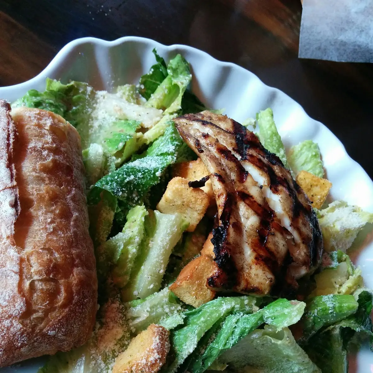 Caesar Salad with Mesquite Grilled Grouper