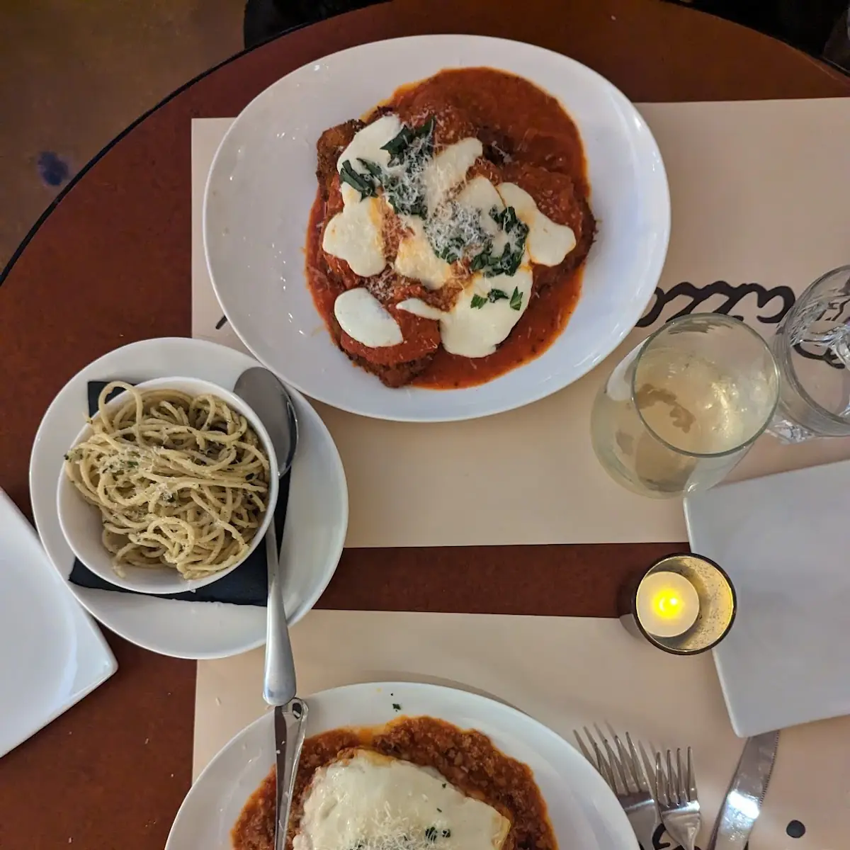 Chicken Parmesan with Spaghetti Agilo E Olio