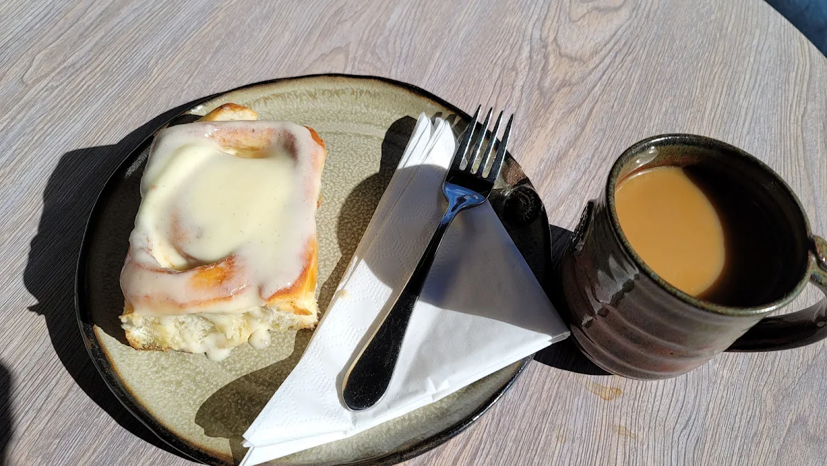 Cinnamon Roll and Coffee