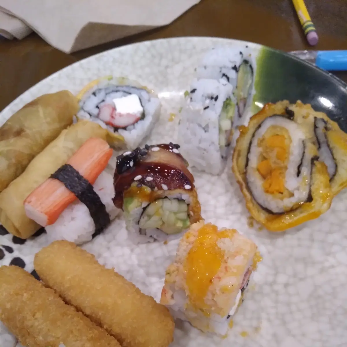 Mozzarella Sticks and Sushi Rolls