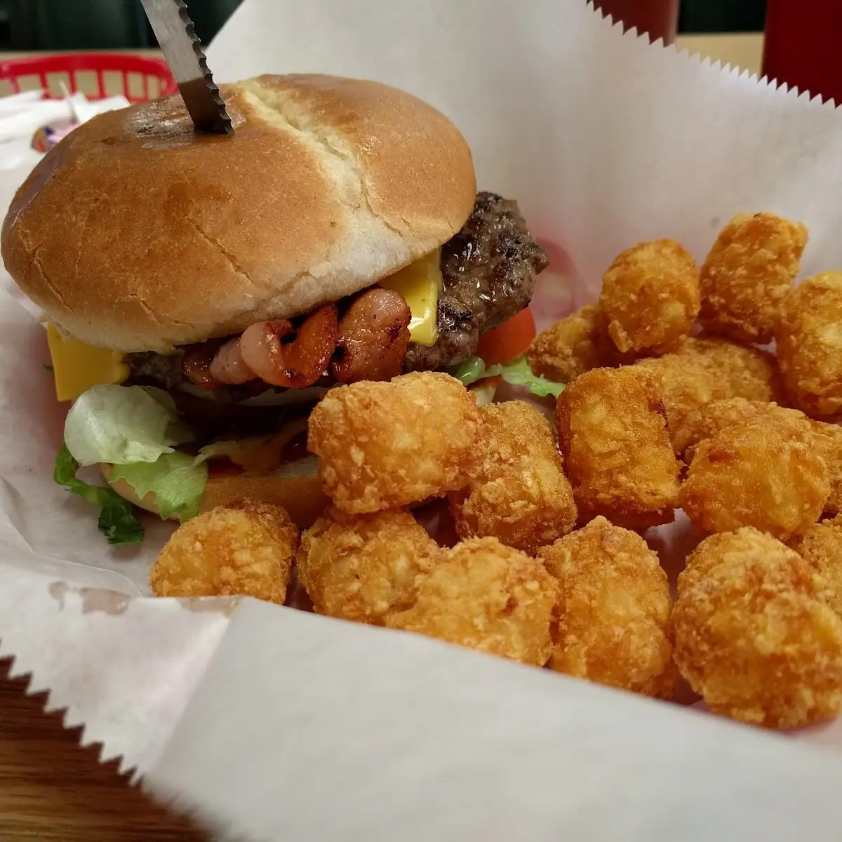 Bacon Cheeseburger with Tater Tots