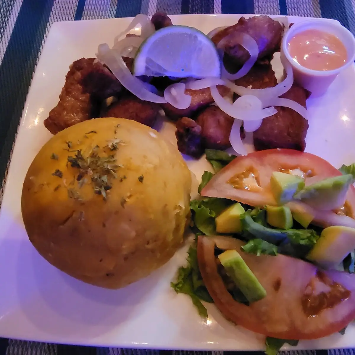 Mofongo Con Carne Frita Mofongo with Fried Beef
