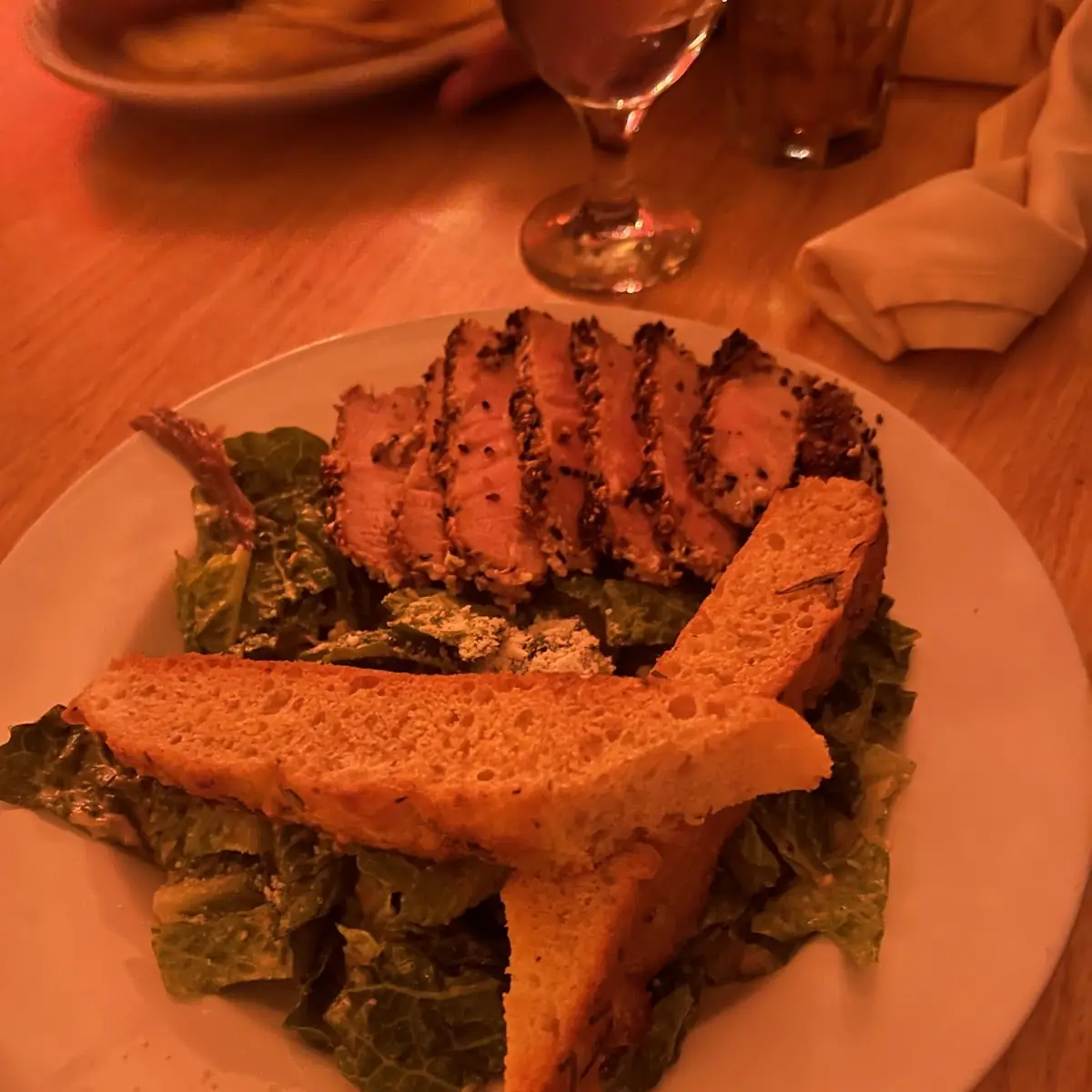 Ahi Tuna on a Caesar Salad