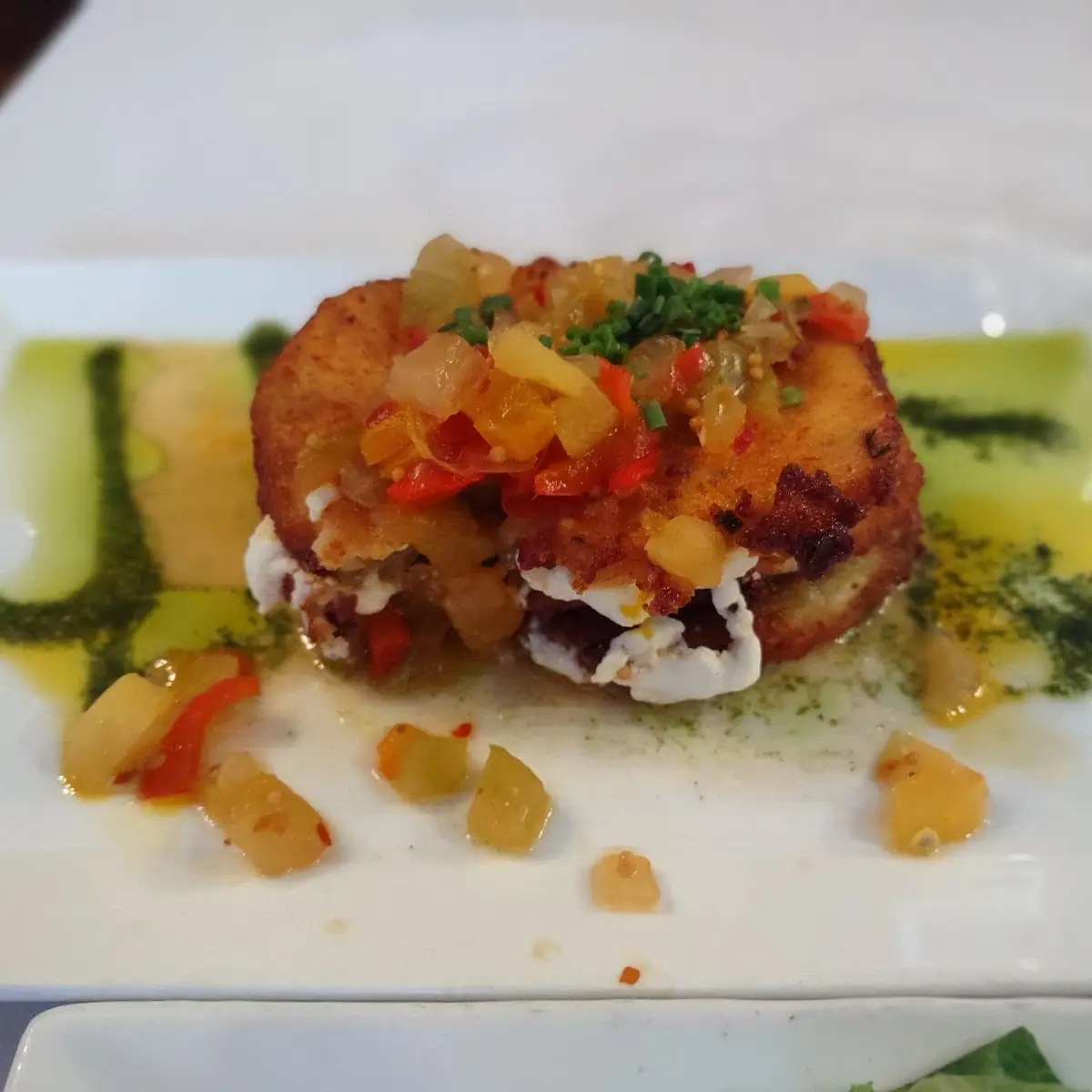 Goat Cheese Stuffed Fried Green Tomatoes