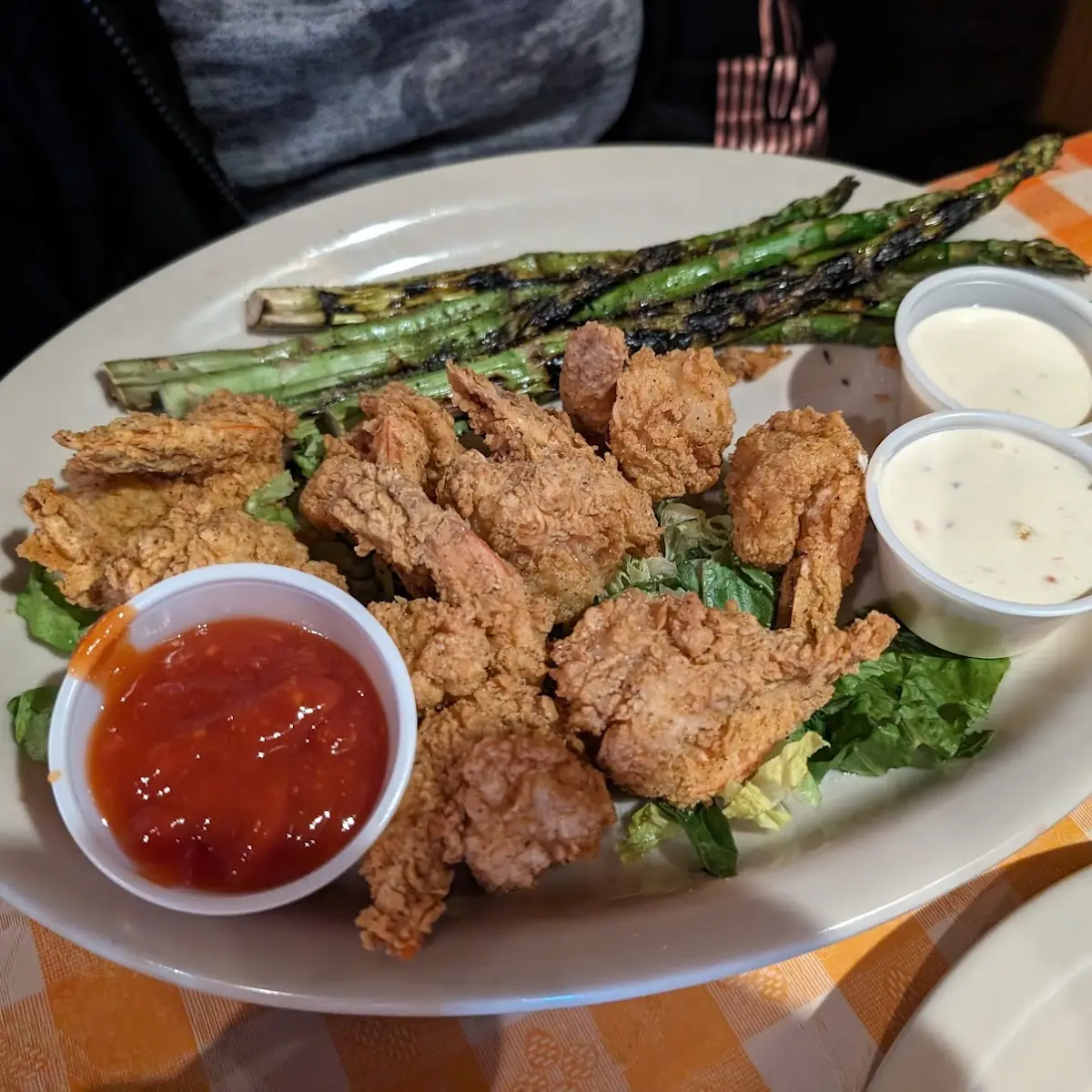 Fried Shrimp w Asparagus