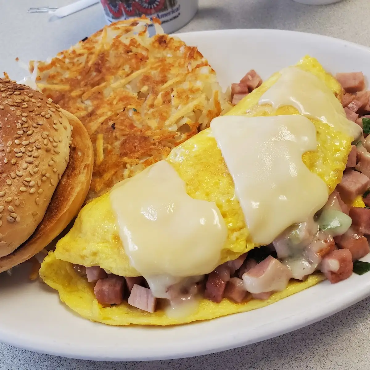 Bacon Cheddar Green Onion Sour Cream Omelette