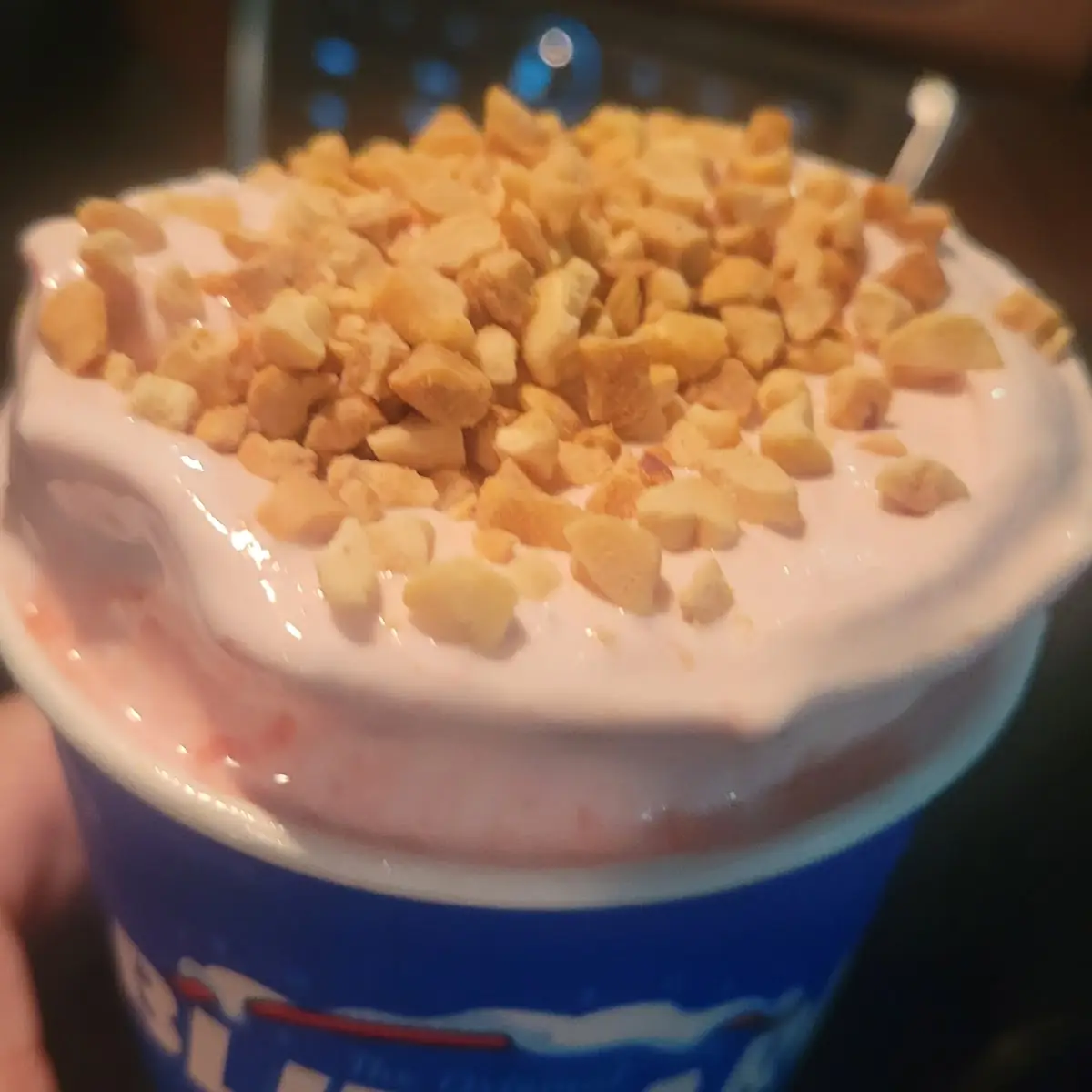 Strawberry Banana Blizzard w Peanuts on Top