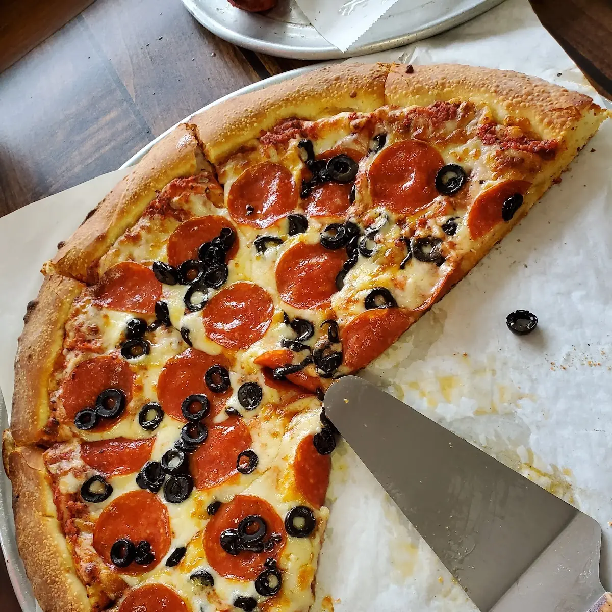 Large Pepperoni and Black Olive Pizza