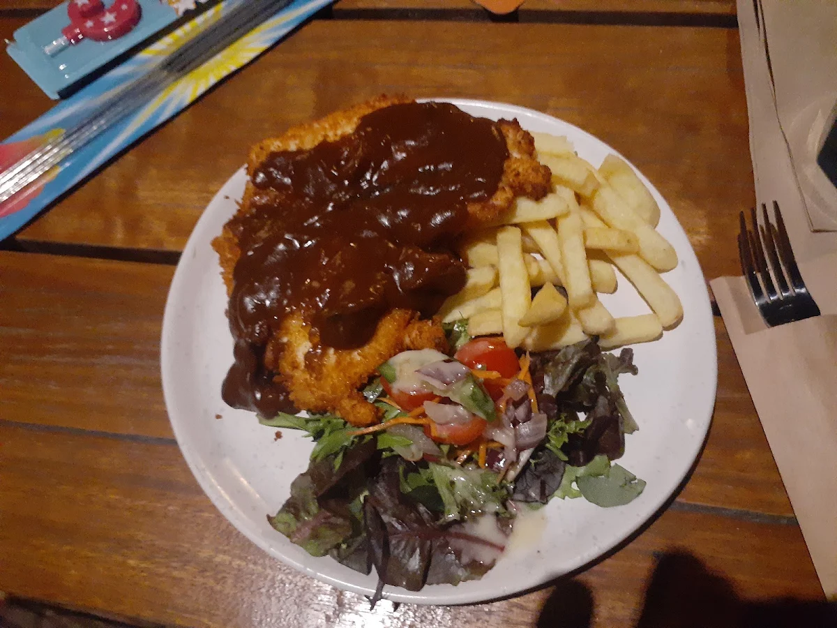 Chicken Schnitzel and Gravy, Royal Crown Hotel
