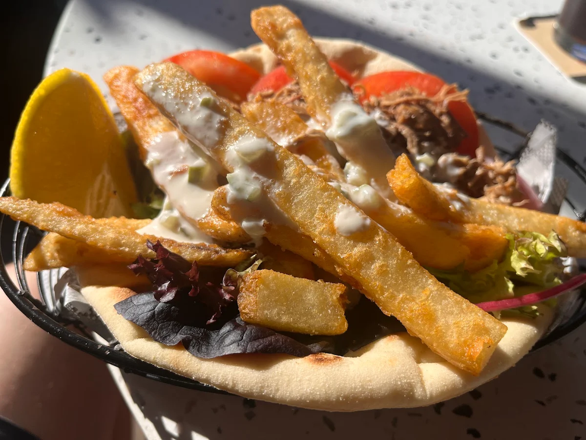 Crispy Fish Gyros, Royal Crown Hotel