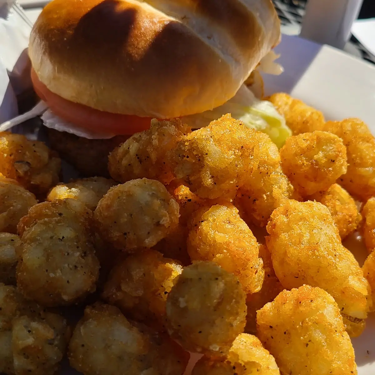 Chicken Sandwich with Tots