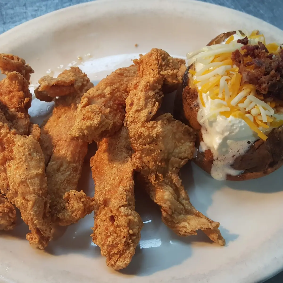 Chicken Tenders with Loaded Baked Potato