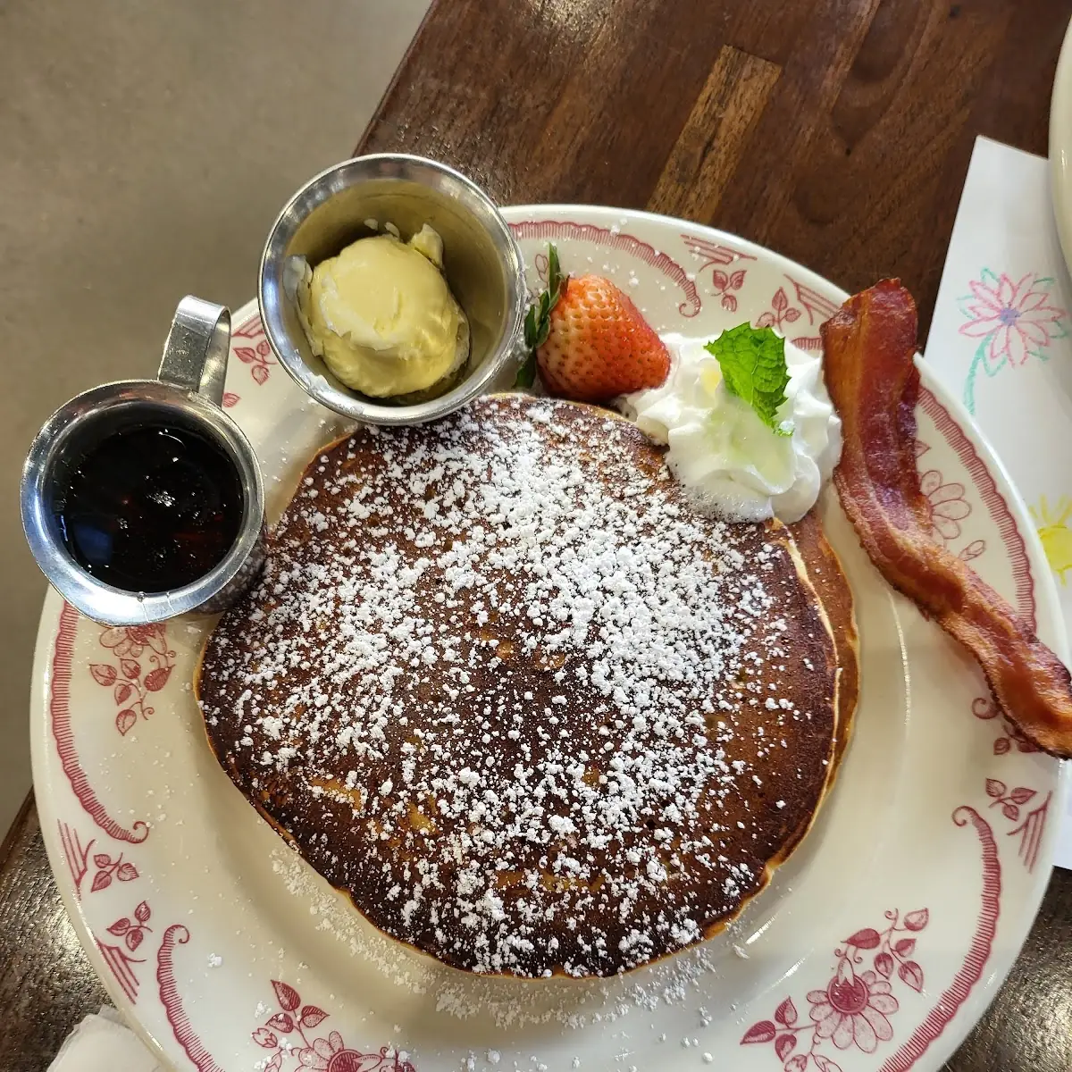 Eggs Fresh Fruit and Buttermilk Pancakes
