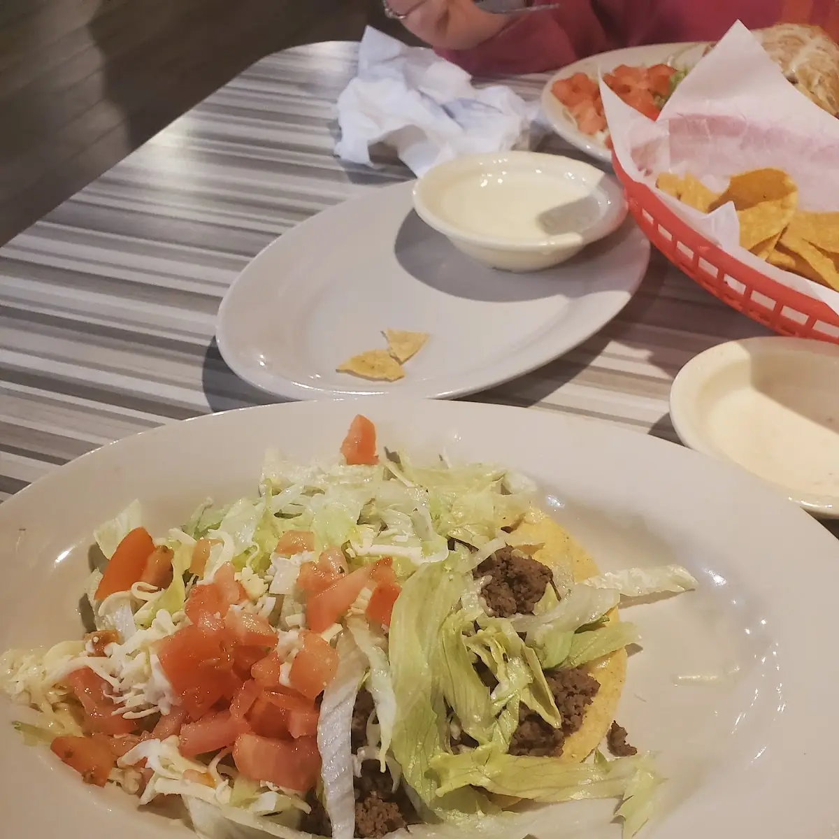 Beef Tostada and Beef Taco Supreme