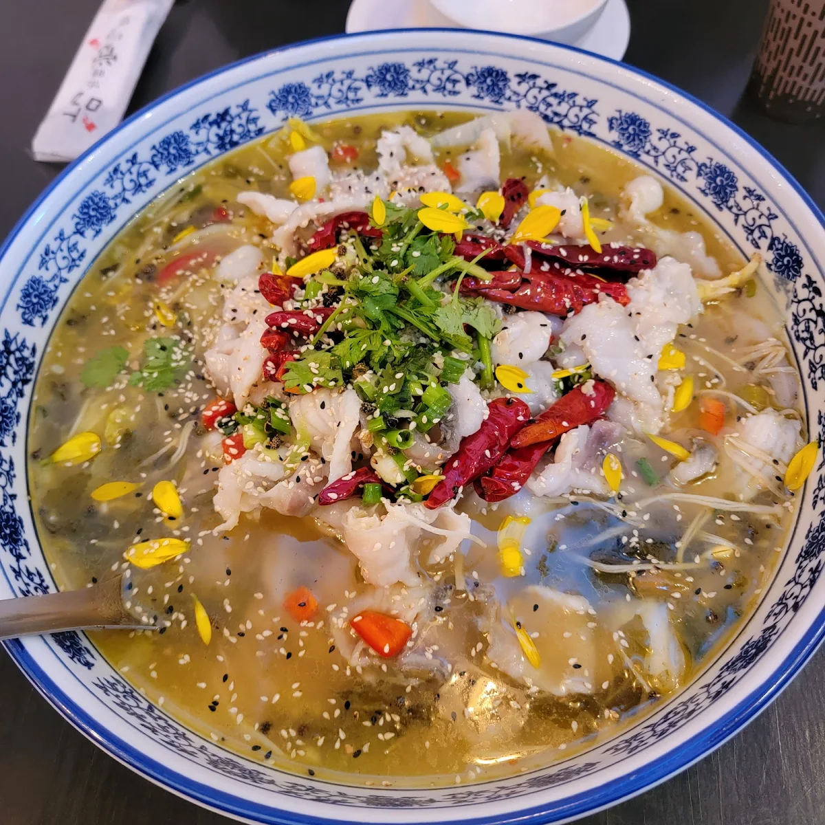 Boiled Fish with Pickled Cabbage and Chili