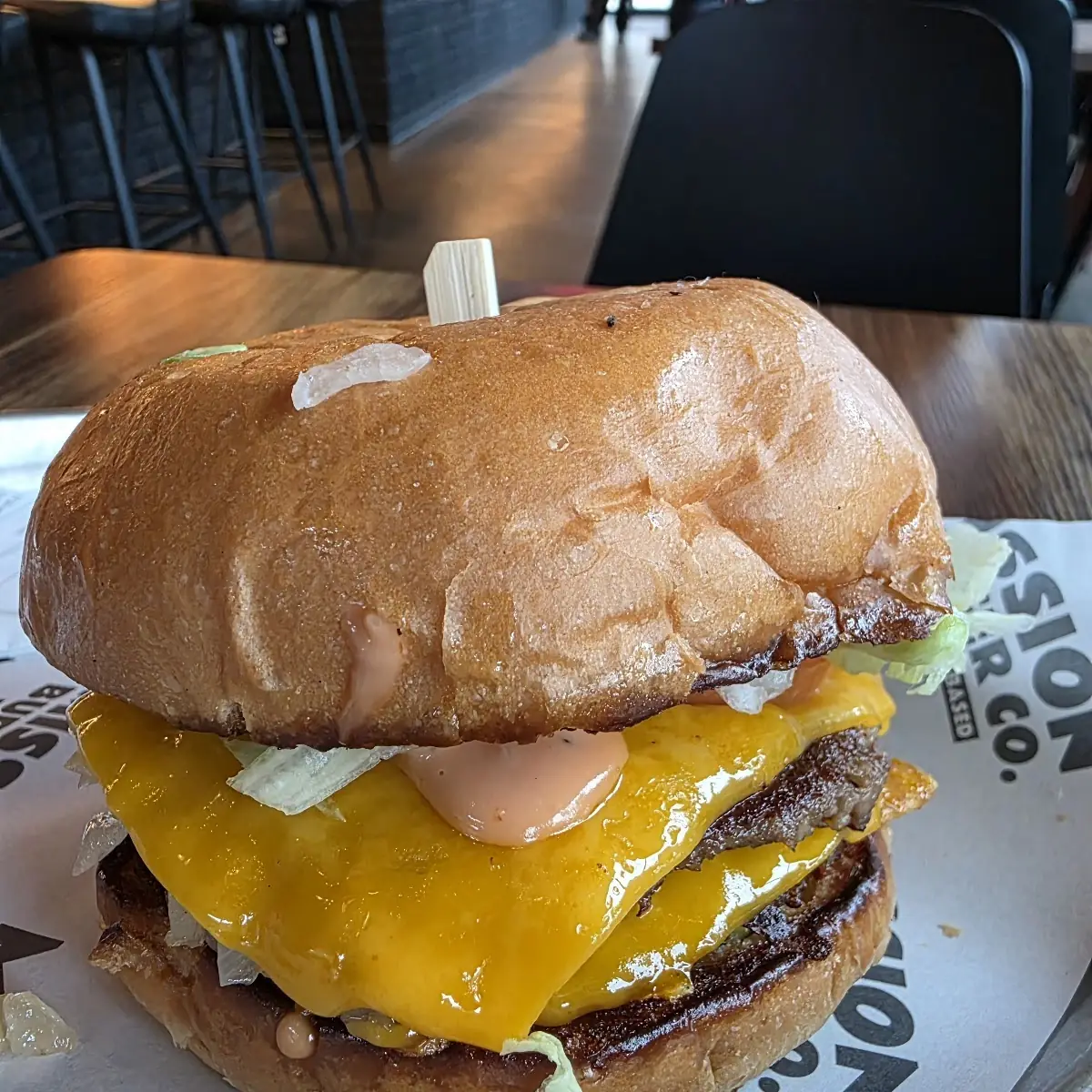 Vegan Burger with Fried Onion Rings