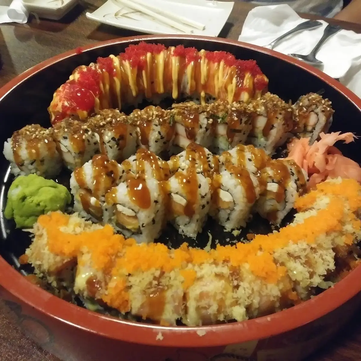Assorted Sushi Rolls with Garnish