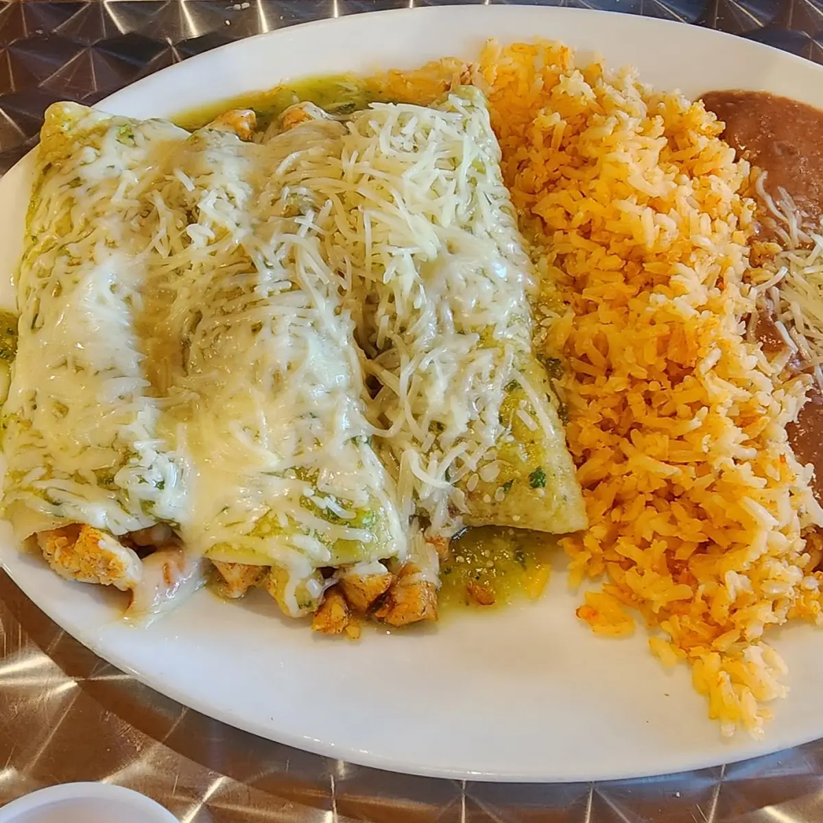 3 Enchiladas with Rice & Beans