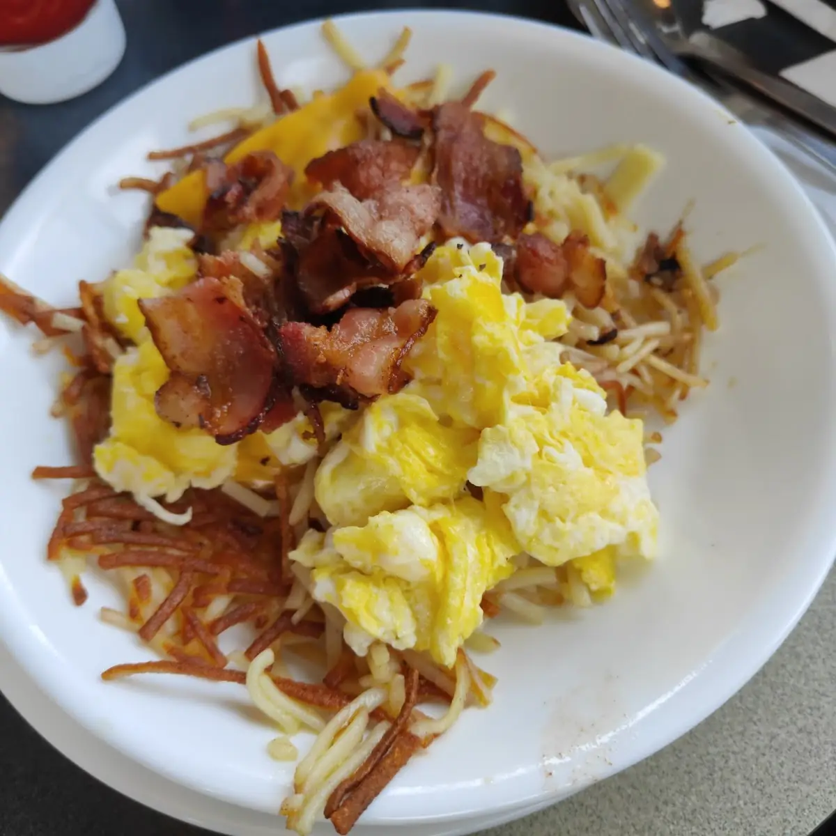 Bacon Egg and Cheese Bowl Hash Browns