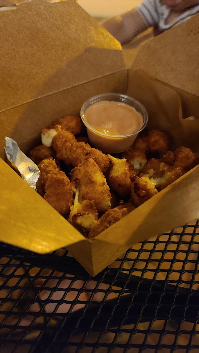 Pretzel Battered Cheddar Cheese Curds Bite