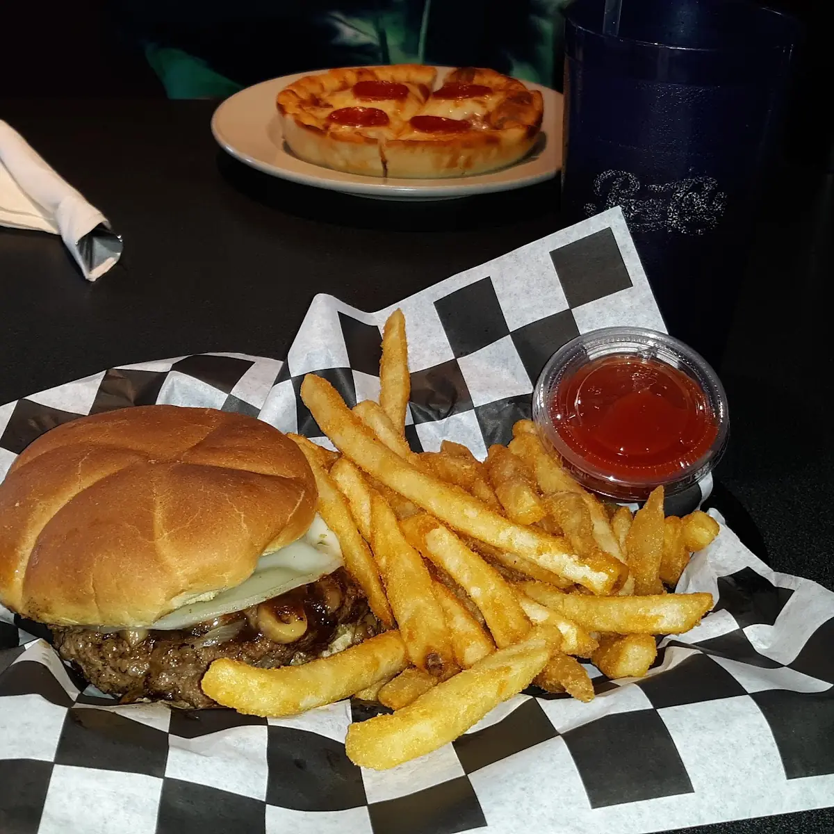 Mushroom Burger and Fries