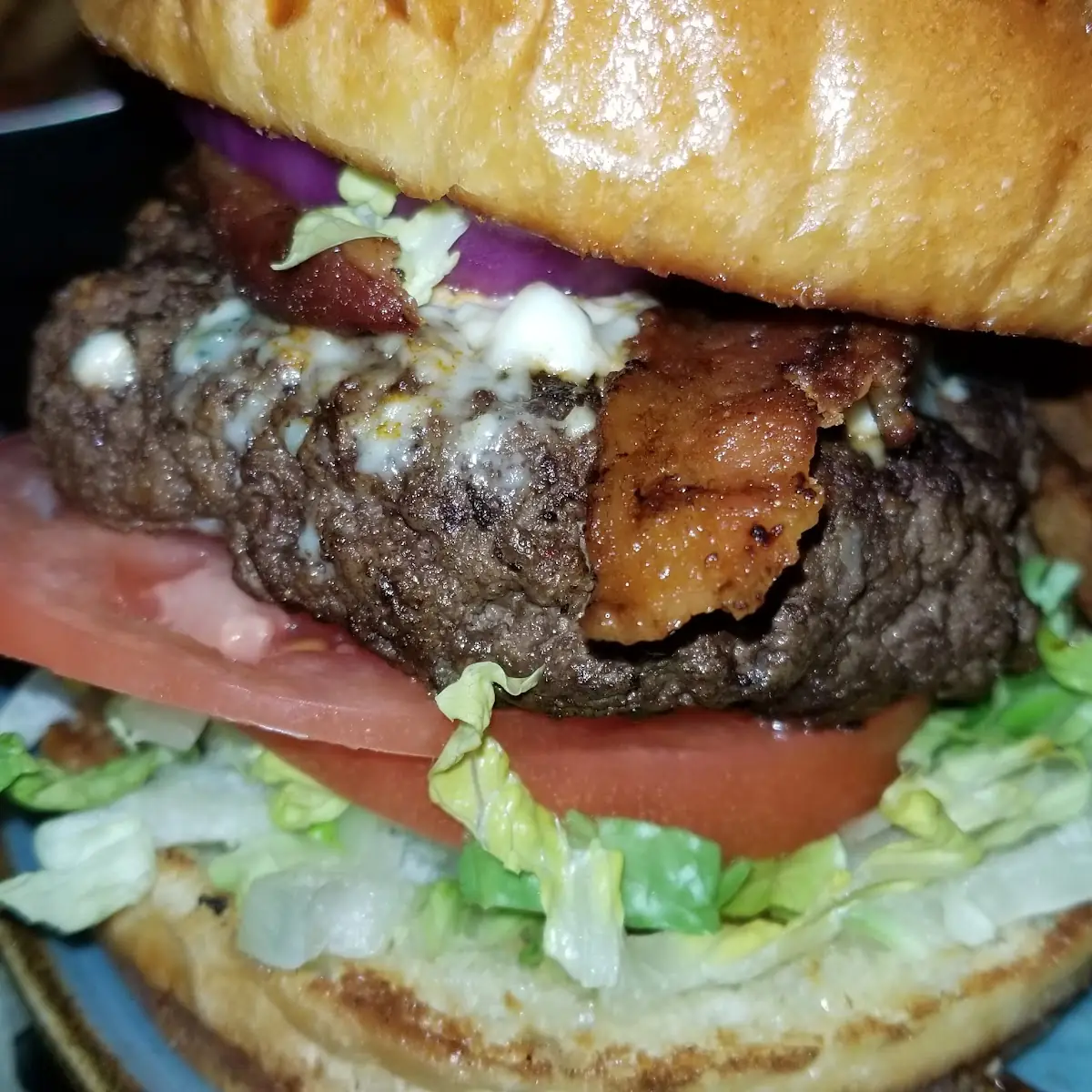 Black Bleu and Bacon Burger