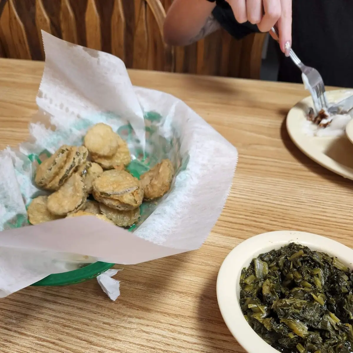 Fried Pickles and Collard Greens