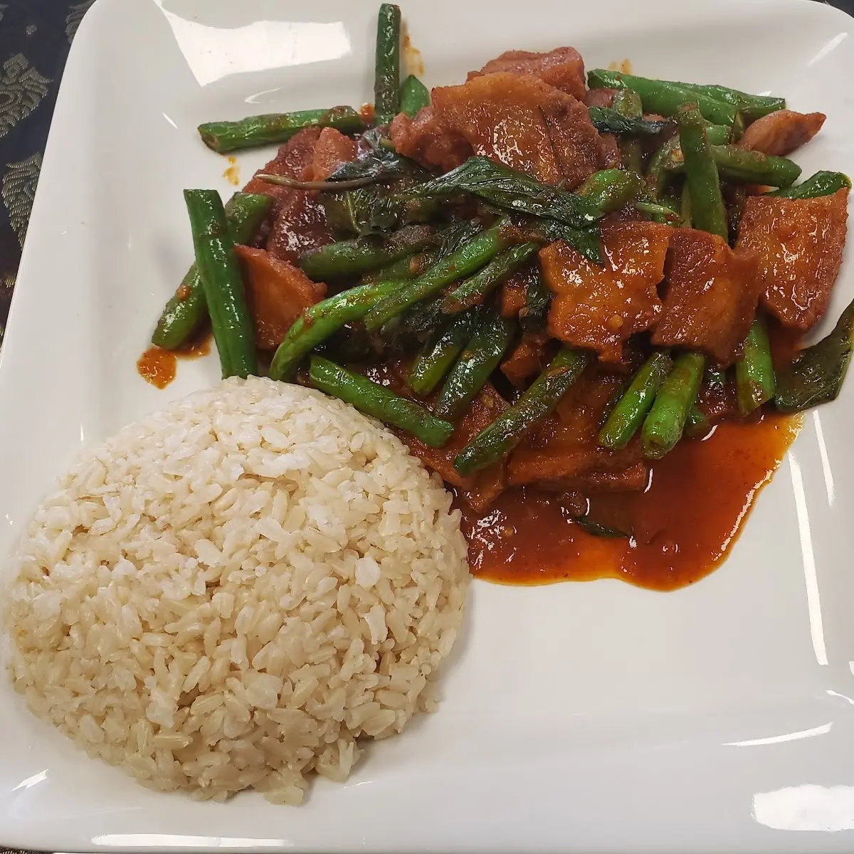 Pad Prik Khing with Crispy Pork